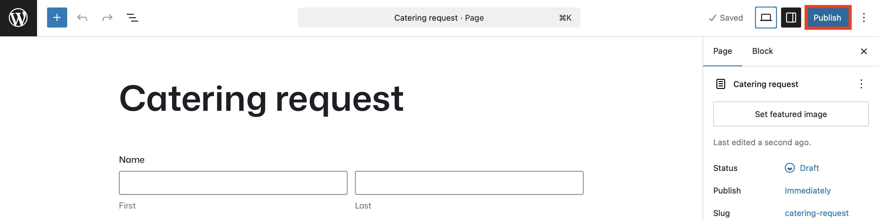 restaurant form publish